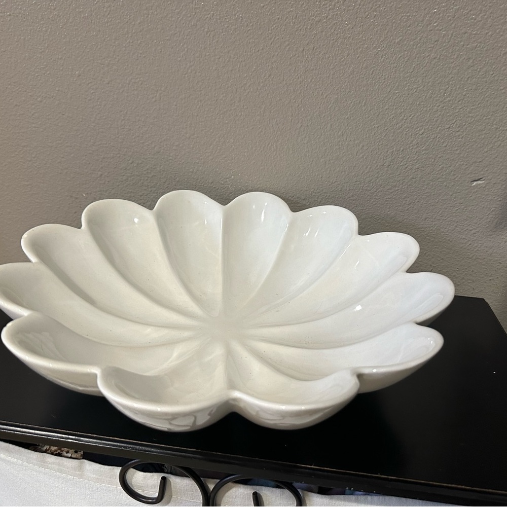 Handmade White Marble Antique Scallop multiple use Bowl 14”